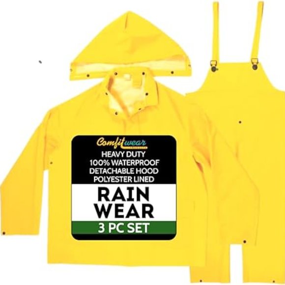 Comfitwear 3 Pc. PVC/Poly Heavy Duty Yellow Rainsuit (2X-Large) - Picture 3 of 5